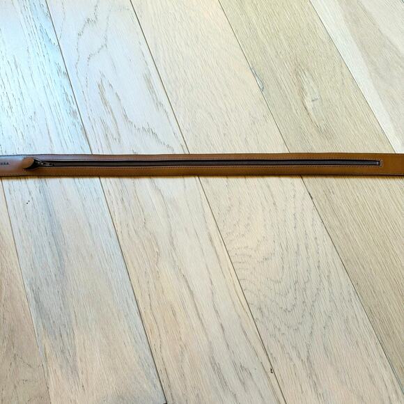 Vintage ORVIS Made in USA Brown Leather Security Hidden-Zipper Money Belt Sz 34 - Picture 3 of 7